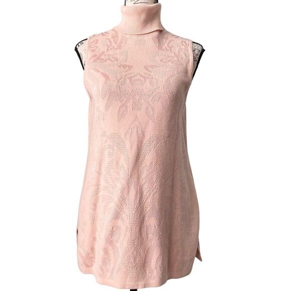 Chicos Tonal Jacquard Turtleneck Sweater Tank in Size 0 - Picture 1 of 11